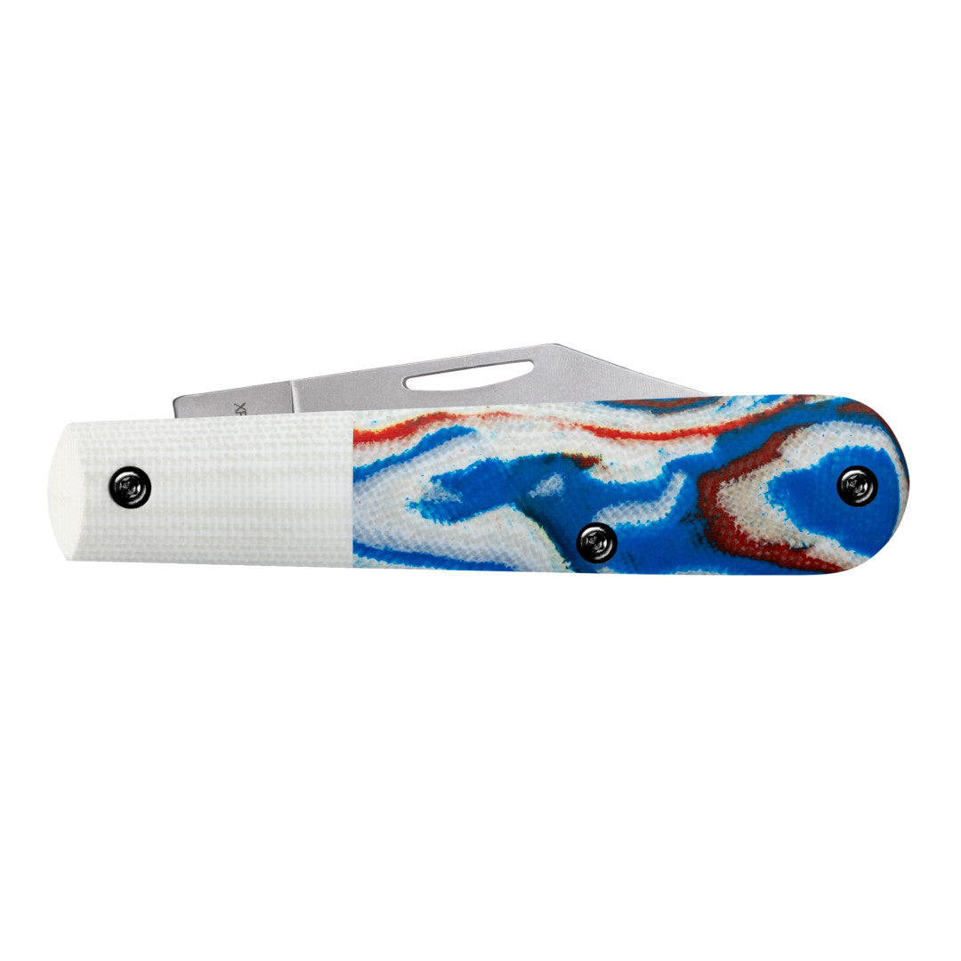 Crossroads™ Smooth Red/White/Blue Burl G-10 w/ White G-10 Barlow Closed