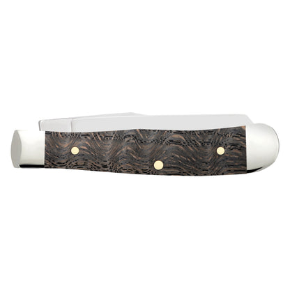 Smooth Black Curly Oak Wood Tiny Trapper Closed
