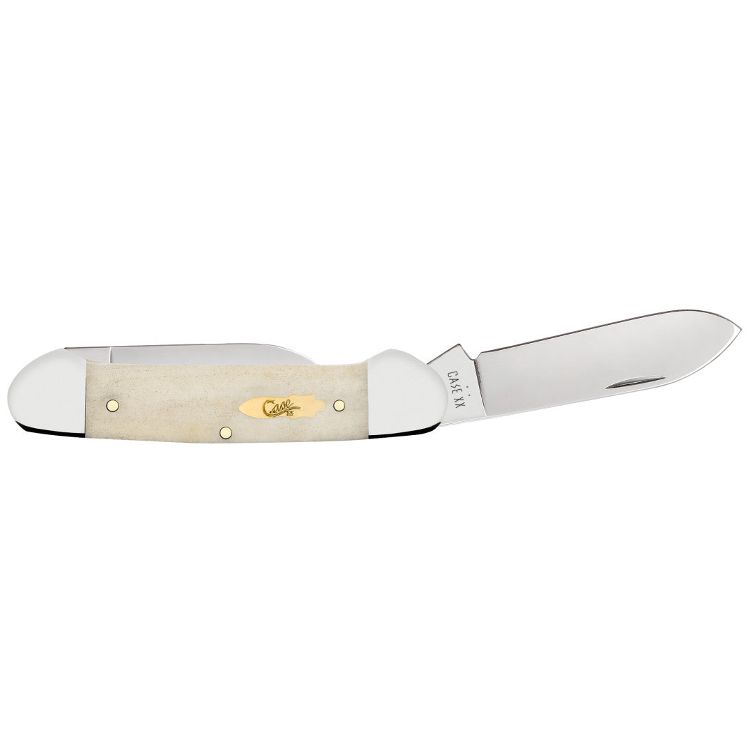Smooth Natural Bone Canoe - Brass Bomb Shield Open