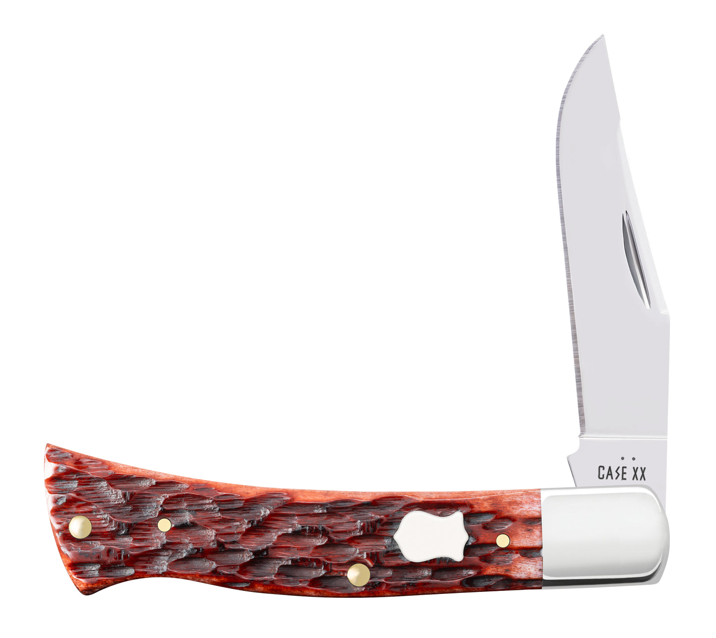 Pocket Worn Peach Seed Jig Mahogany Bone Case Axe Handle Front View