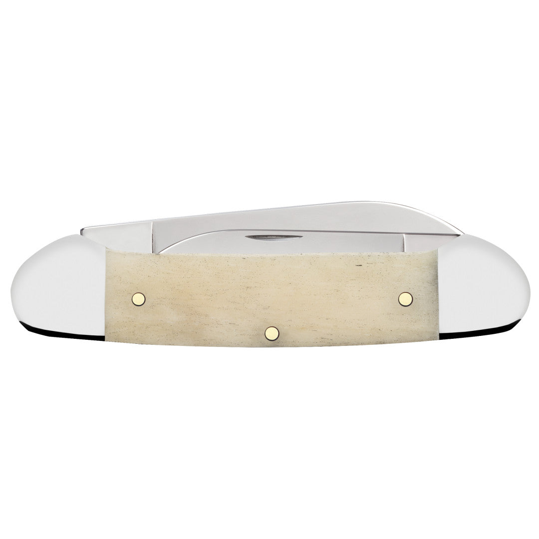 Smooth Natural Bone Canoe - Brass Bomb Shield Closed