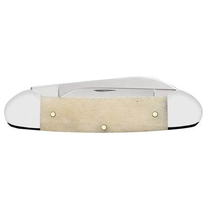 Smooth Natural Bone Canoe - Brass Bomb Shield Closed