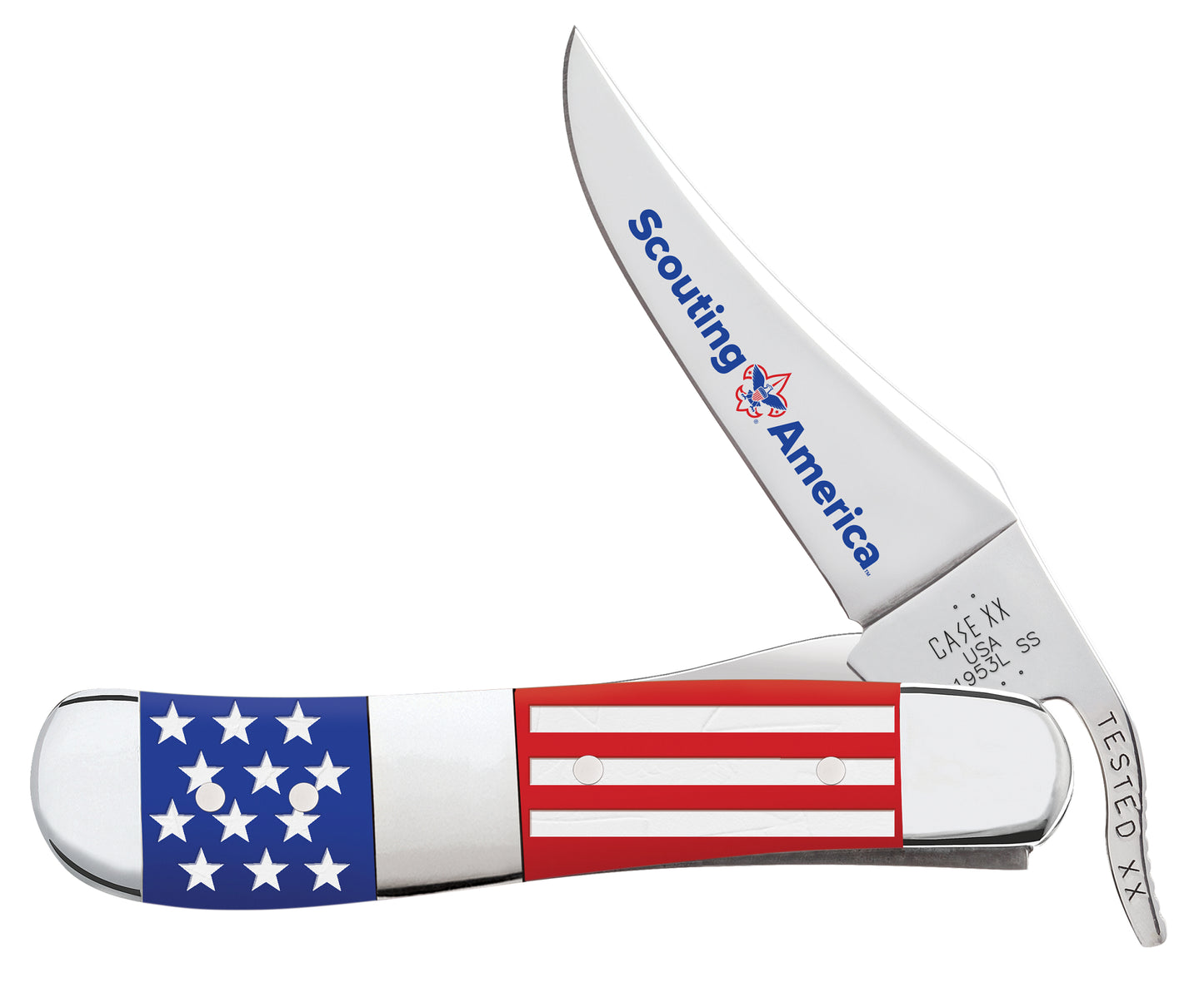 Scouting America Embellished Smooth Blue / Red Synthetic Center Bolstered RussLock® Front View