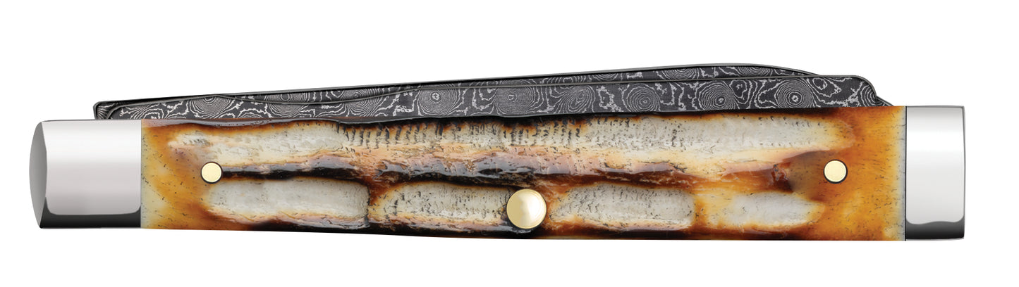 Deep Canyon Jigged Burnt Natural Bone Raindrop Damascus Baby Doc Closed