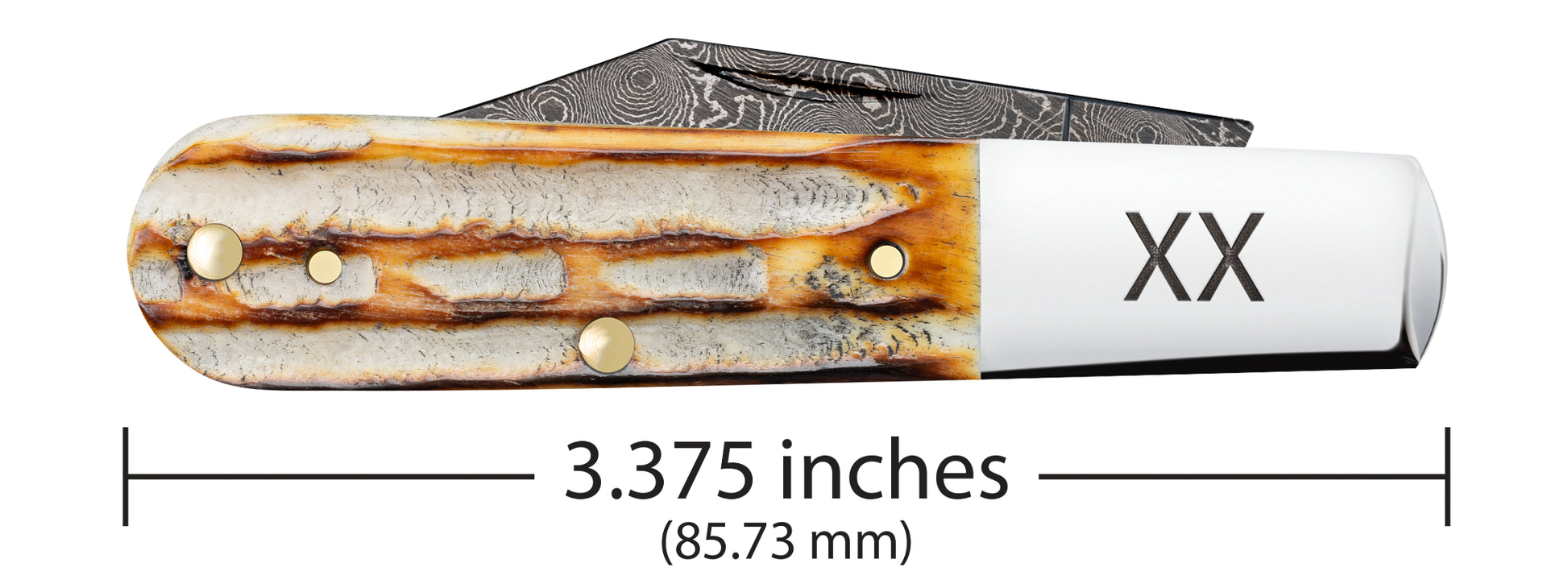 Deep Canyon Jigged Burnt Natural Bone Raindrop Damascus Barlow Dimensions