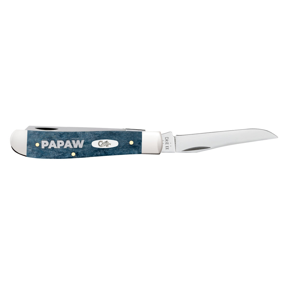 Papaw - Smooth Mediterranean Blue Bone Mini Trapper w/Tin Open