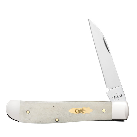 Smooth Natural Bone Mini Trapper - Brass Bomb Shield Front View