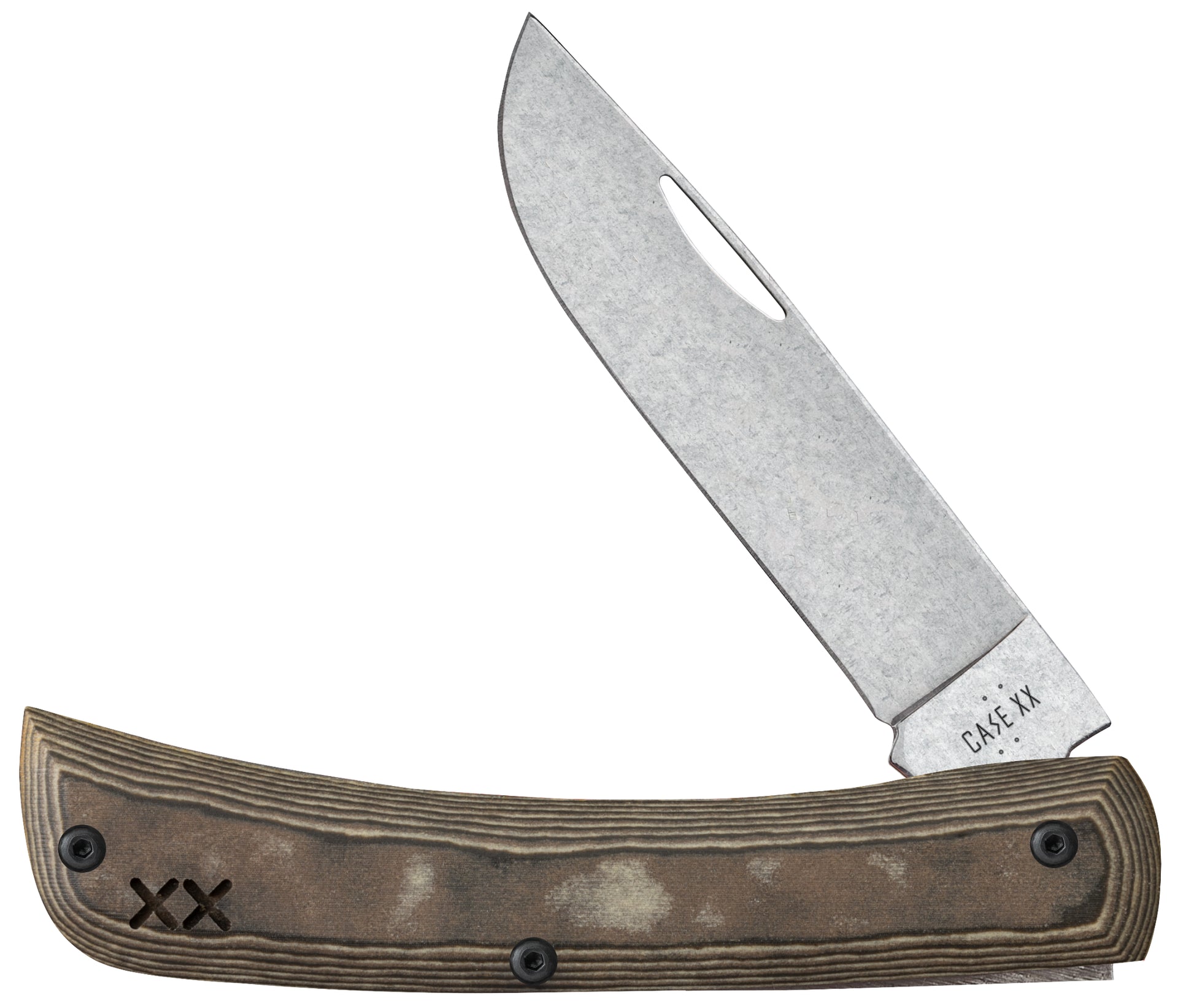 CROSSROADS SERIES - Black & Tan Richlite w/ Black G-10 - Smooth Sod Buster® Jr (XR10137 S35VN) Front View
