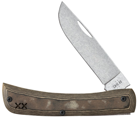 CROSSROADS SERIES - Black & Tan Richlite w/ Black G-10 - Smooth Sod Buster® Jr (XR10137 S35VN) Front View