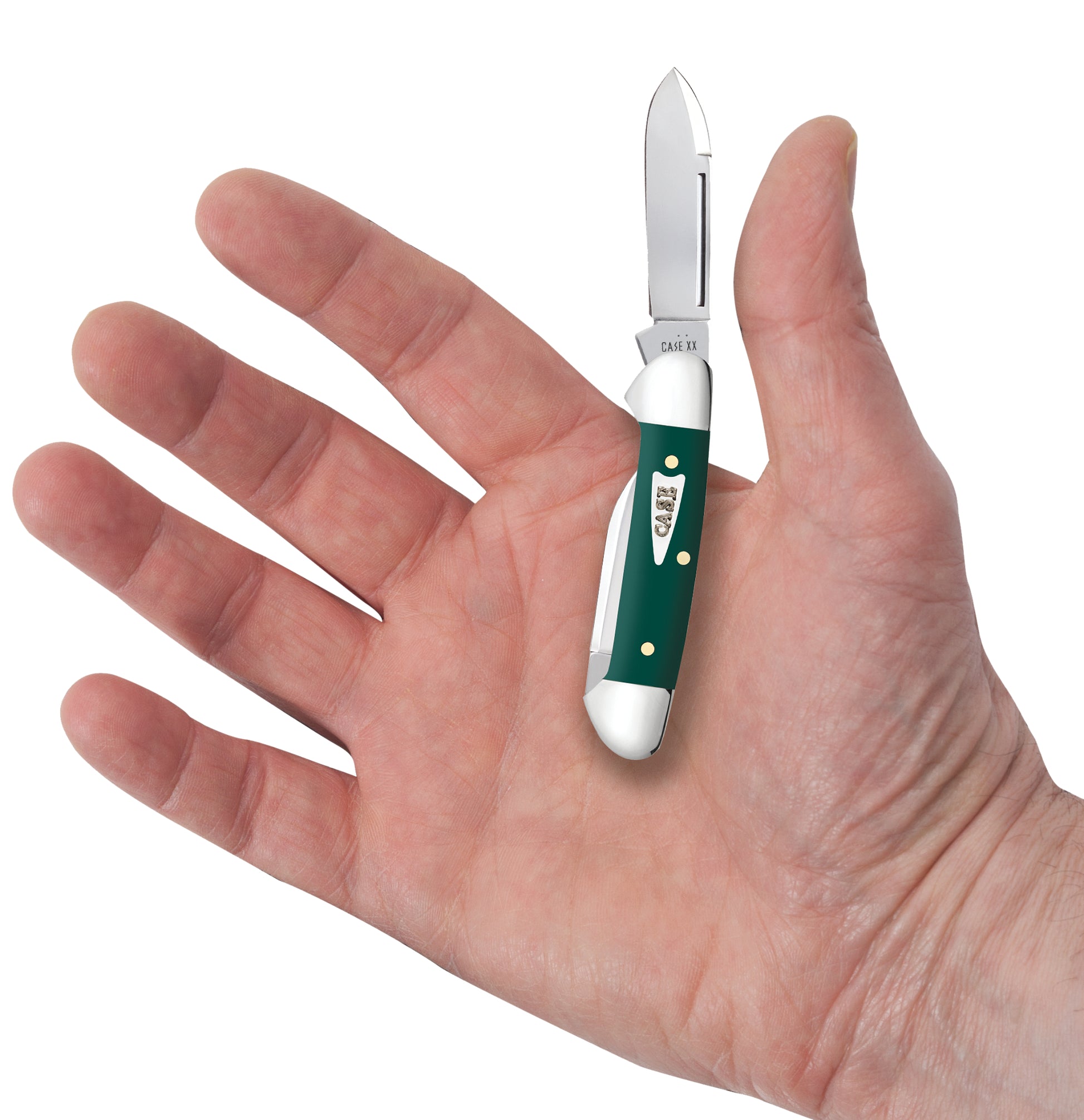 Smooth Spruce Green Synthetic Baby Butterbean In Hand