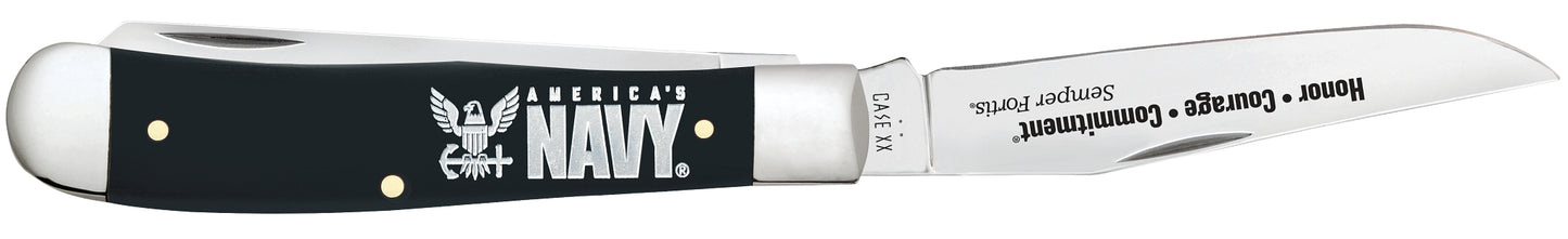 US Navy® Embellished Smooth Black Synthetic Trapper Gift Set  Open