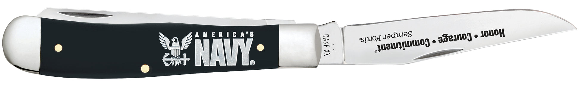 US Navy® Embellished Smooth Black Synthetic Trapper Gift Set  Open