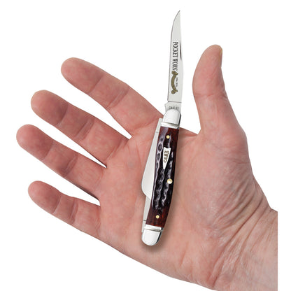 Pocket Worn® Corn Cob Jig Mahogany Bone Medium Stockman in Hand