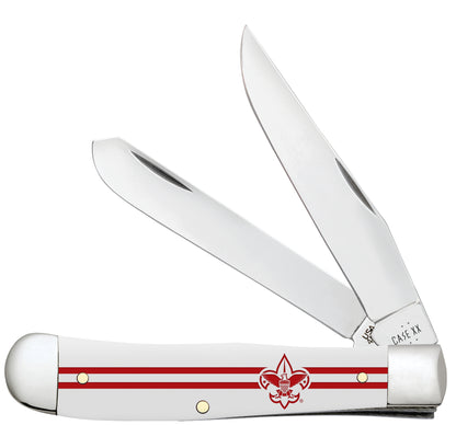 Scouting America Embellished Smooth White Synthetic Trapper Front View