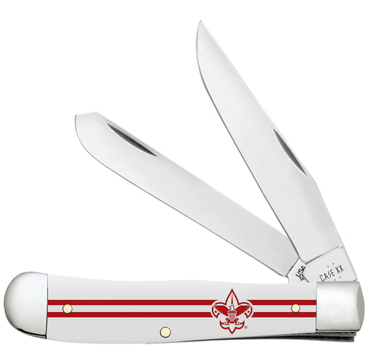 Scouting America Embellished Smooth White Synthetic Trapper Front View