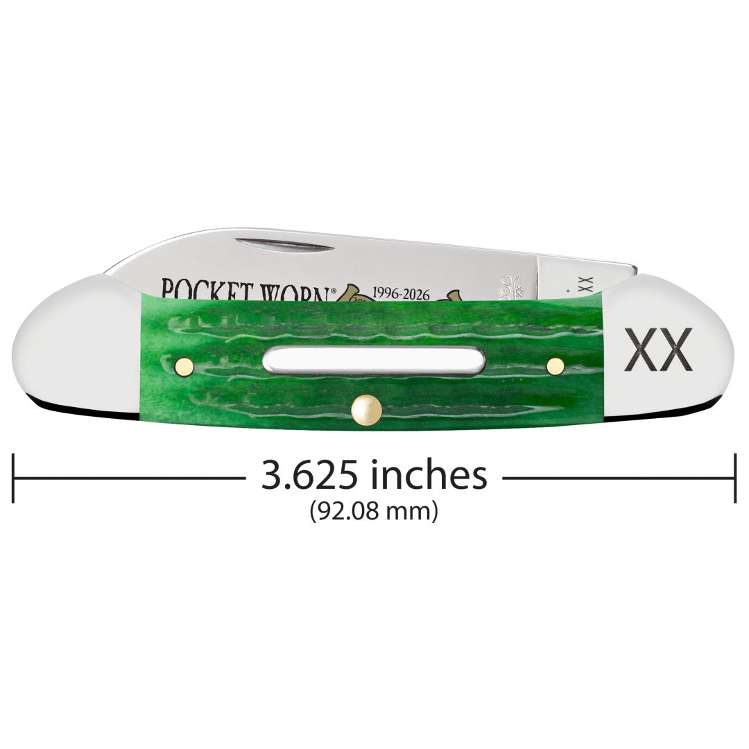 Pocket Worn® Second Cut Jigged Bright Green Bone Canoe Dimensions