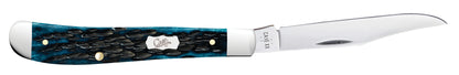 Pocket Worn® Peach Seed Jigged Mediterranean Blue Bone Slimline Trapper Open