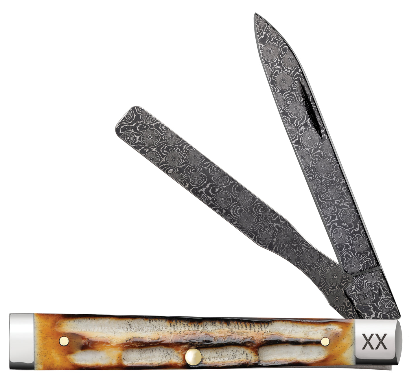 Deep Canyon Jigged Burnt Natural Bone Raindrop Damascus Baby Doc Front View