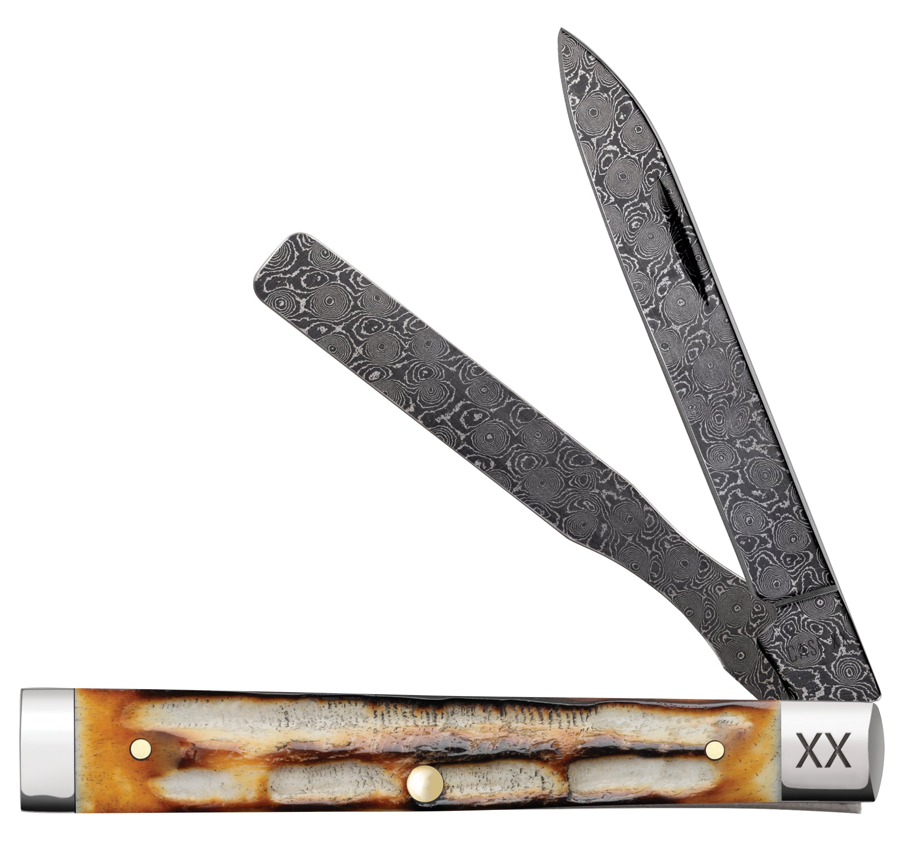 Deep Canyon Jigged Burnt Natural Bone Raindrop Damascus Baby Doc Front View