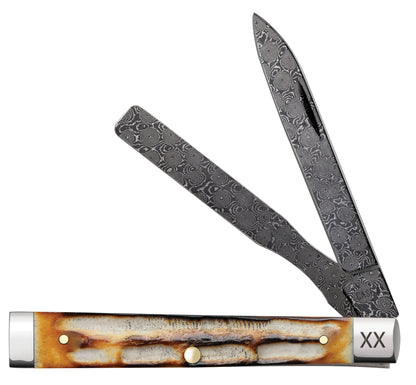 Deep Canyon Jigged Burnt Natural Bone Raindrop Damascus Baby Doc Front View