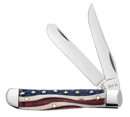 Star Spangled Embellished Smooth Natural Bone Mini Trapper Knife Front View