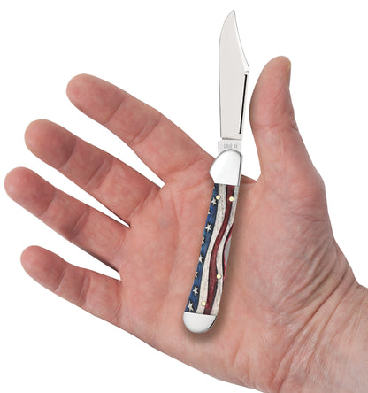 Star Spangled Embellished Smooth Natural Bone Mini CopperLock® Knife in Hand