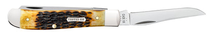 Rogers Jigged Burnt Amber Bone CS Mini Trapper Open