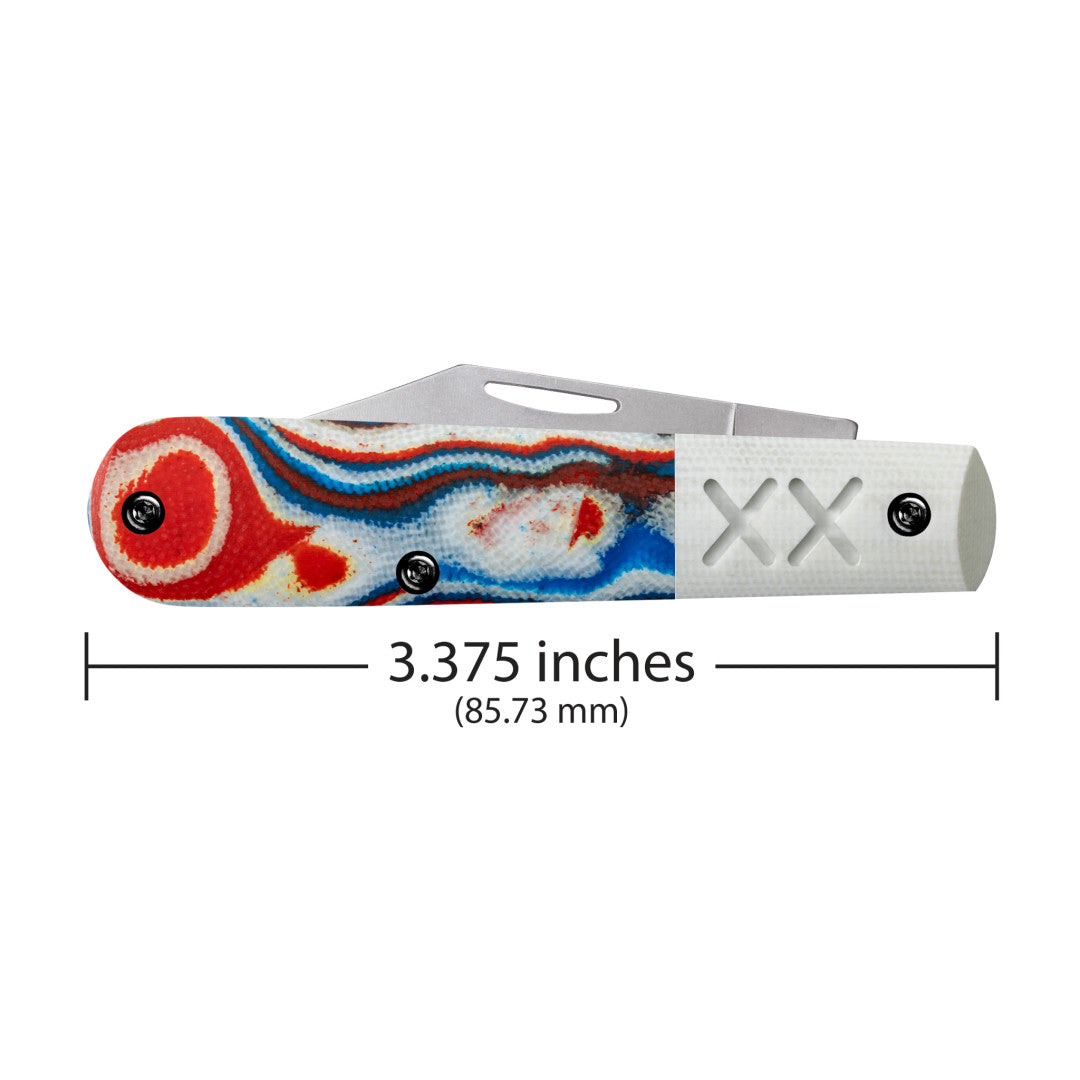 Crossroads™ Smooth Red/White/Blue Burl G-10 w/ White G-10 Barlow Dimensions