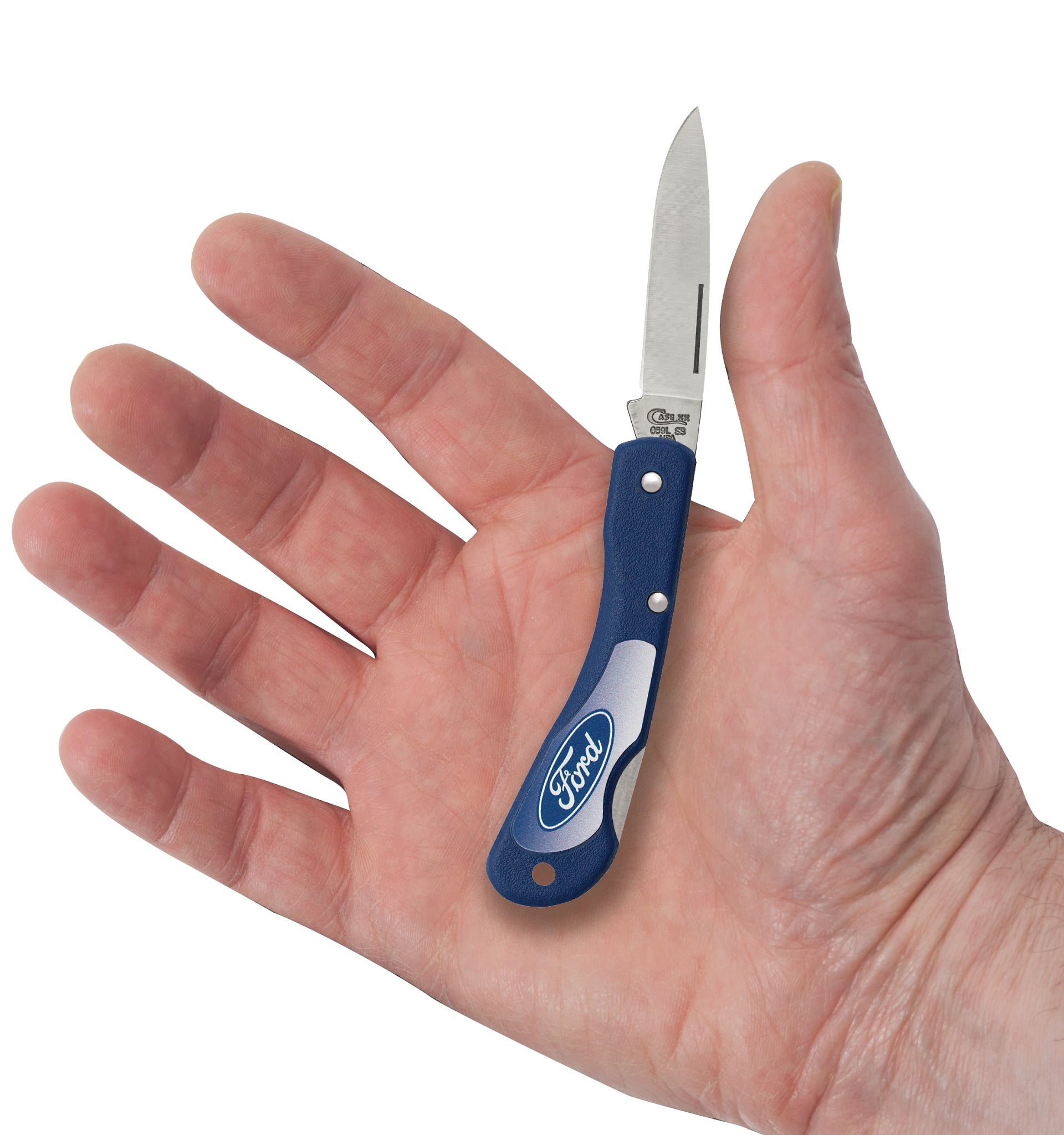 Ford Embellished Smooth Blue Synthetic Mini Blackhorn®  with Imprinted Inlay in Hand