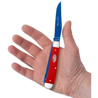 2026 USA 250 Gift Set - Smooth Red Synthetic Trapper in Cigar Box in Hand