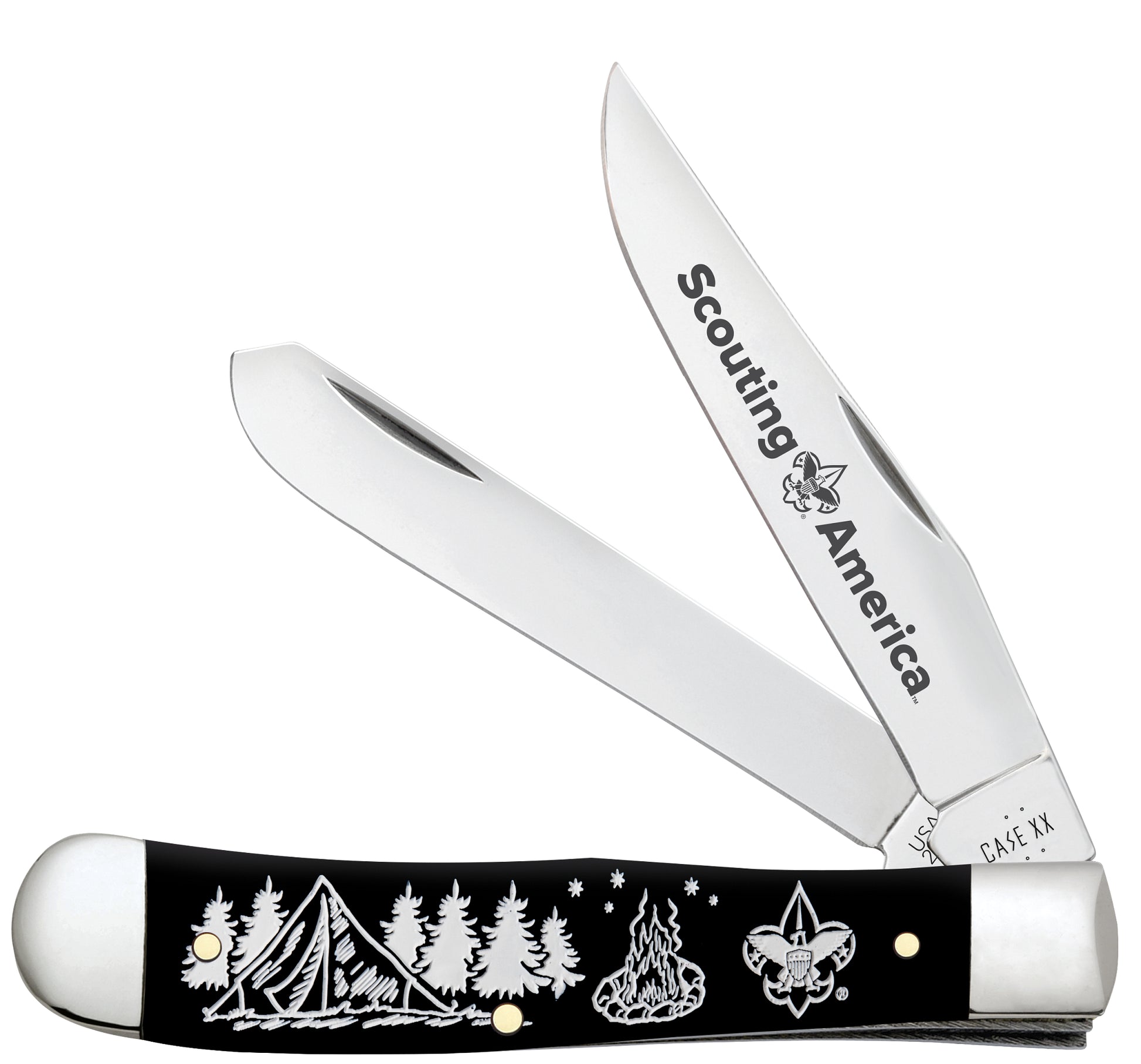 Scouting America Embellished Smooth Black Synthetic Trapper Front View