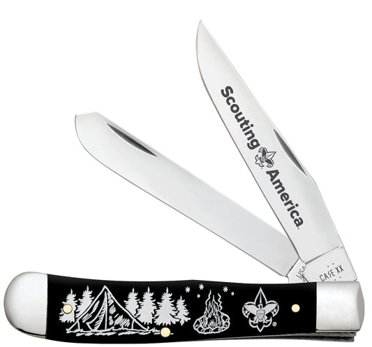 Scouting America Embellished Smooth Black Synthetic Trapper Front View