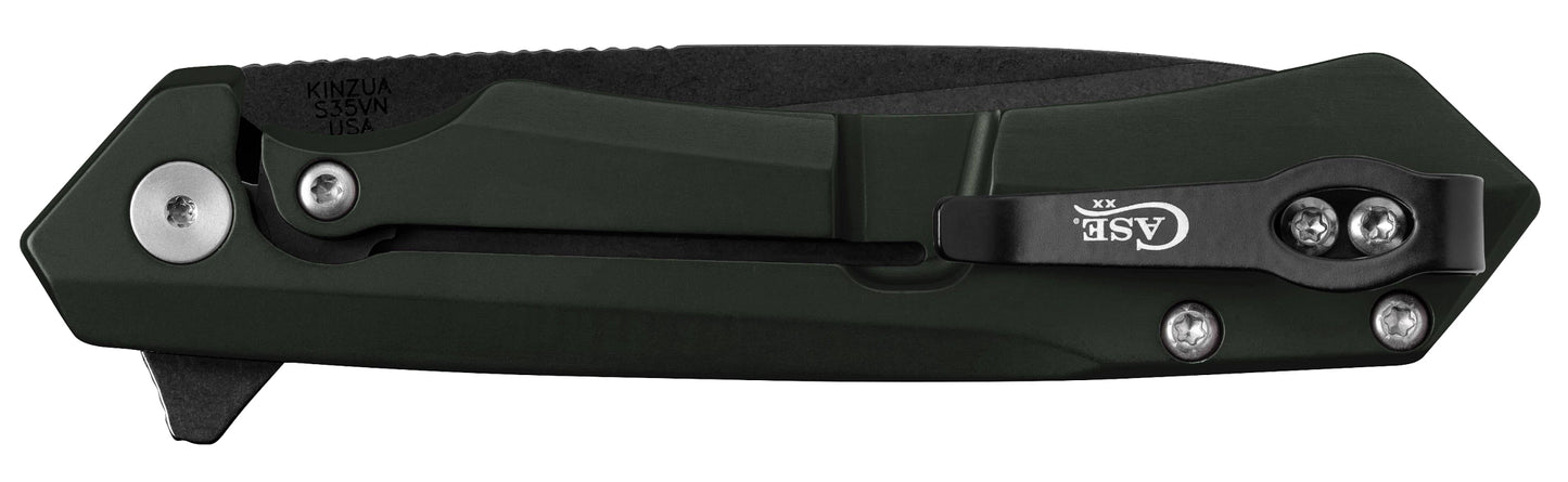 Harley Davidson® Embellished Smooth OD Green Anodized Aluminum Handle Kinzua Closed