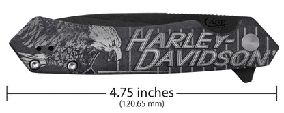 Harley Davidson® Embellished Smooth Black Anodized Aluminum Handle Kinzua Dimensions
