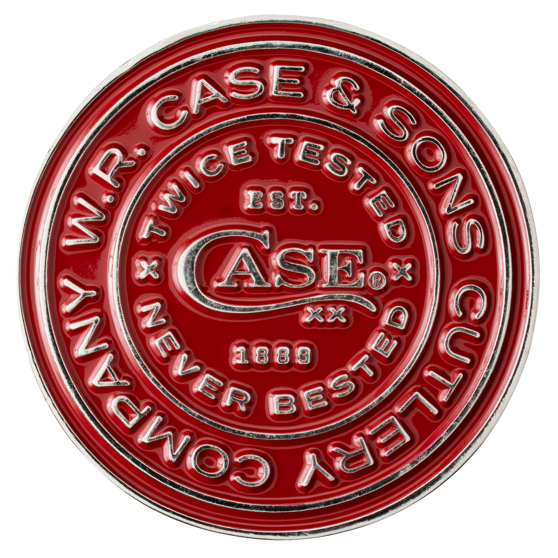 Red and White Challenge Coin Back View