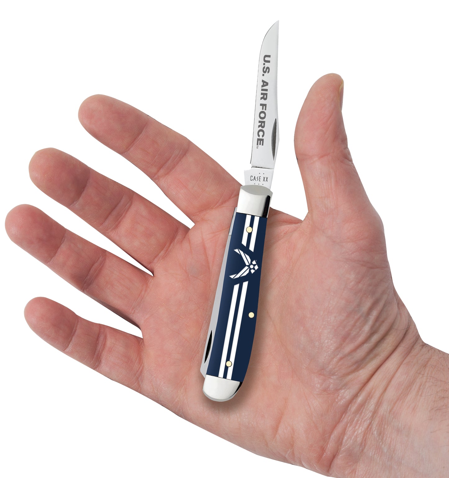 U.S. Air Force Embellished Smooth Navy Blue Synthetic Mini Trapper in Hand
