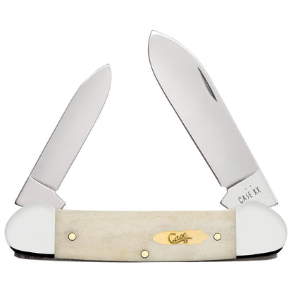 Smooth Natural Bone Canoe - Brass Bomb Shield Front View