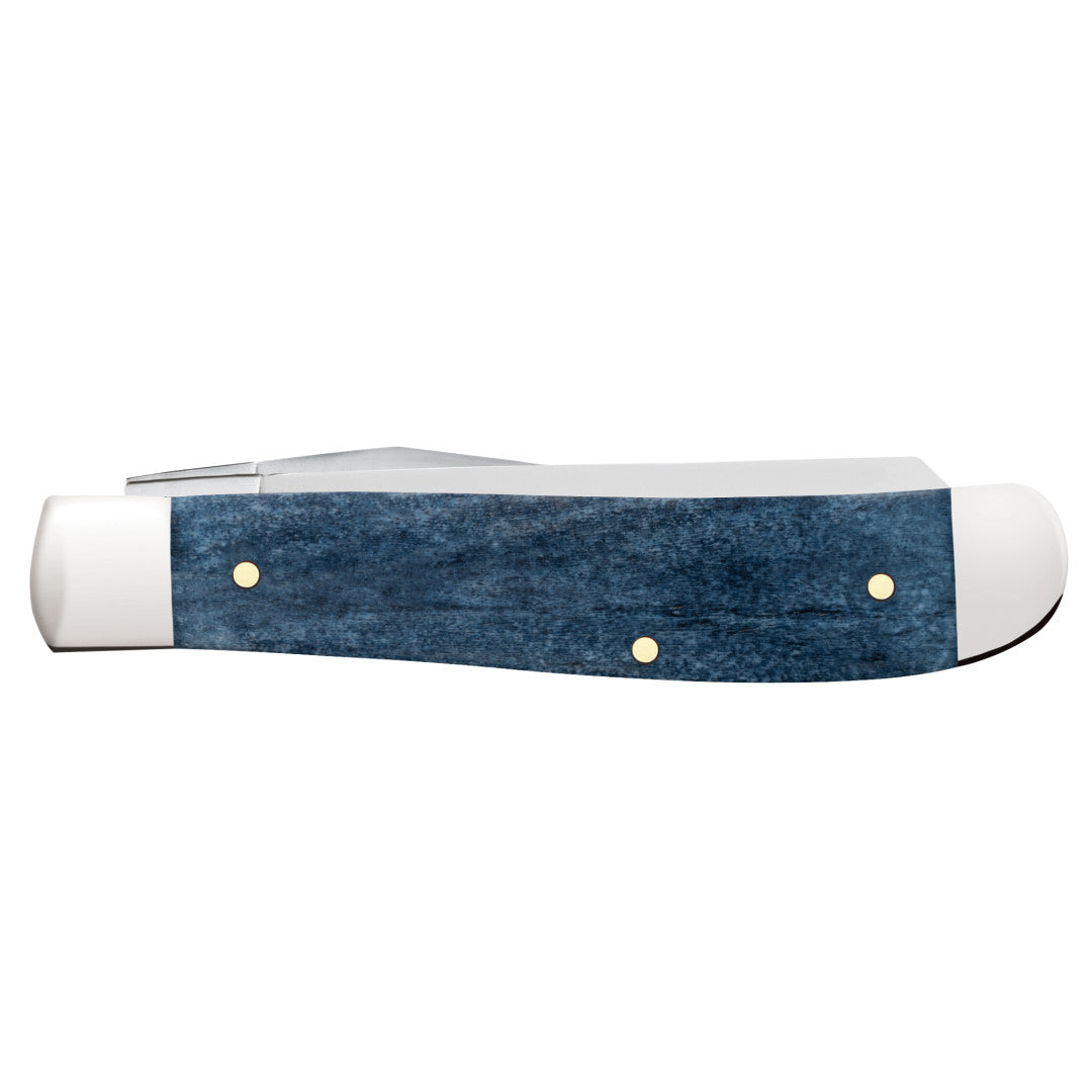 Papaw - Smooth Mediterranean Blue Bone Mini Trapper w/Tin Closed