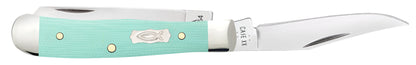 Smooth Seafoam Green G-10 Tiny Trapper Open