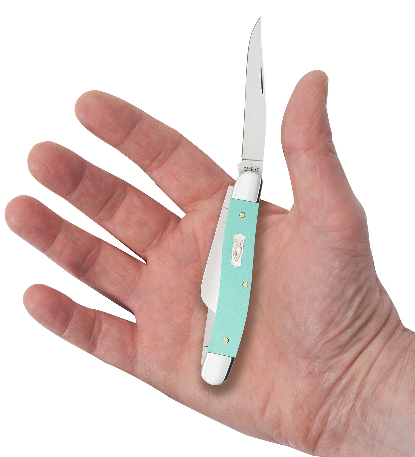 Smooth Seafoam Green G-10 Medium Stockman '18 in Hand