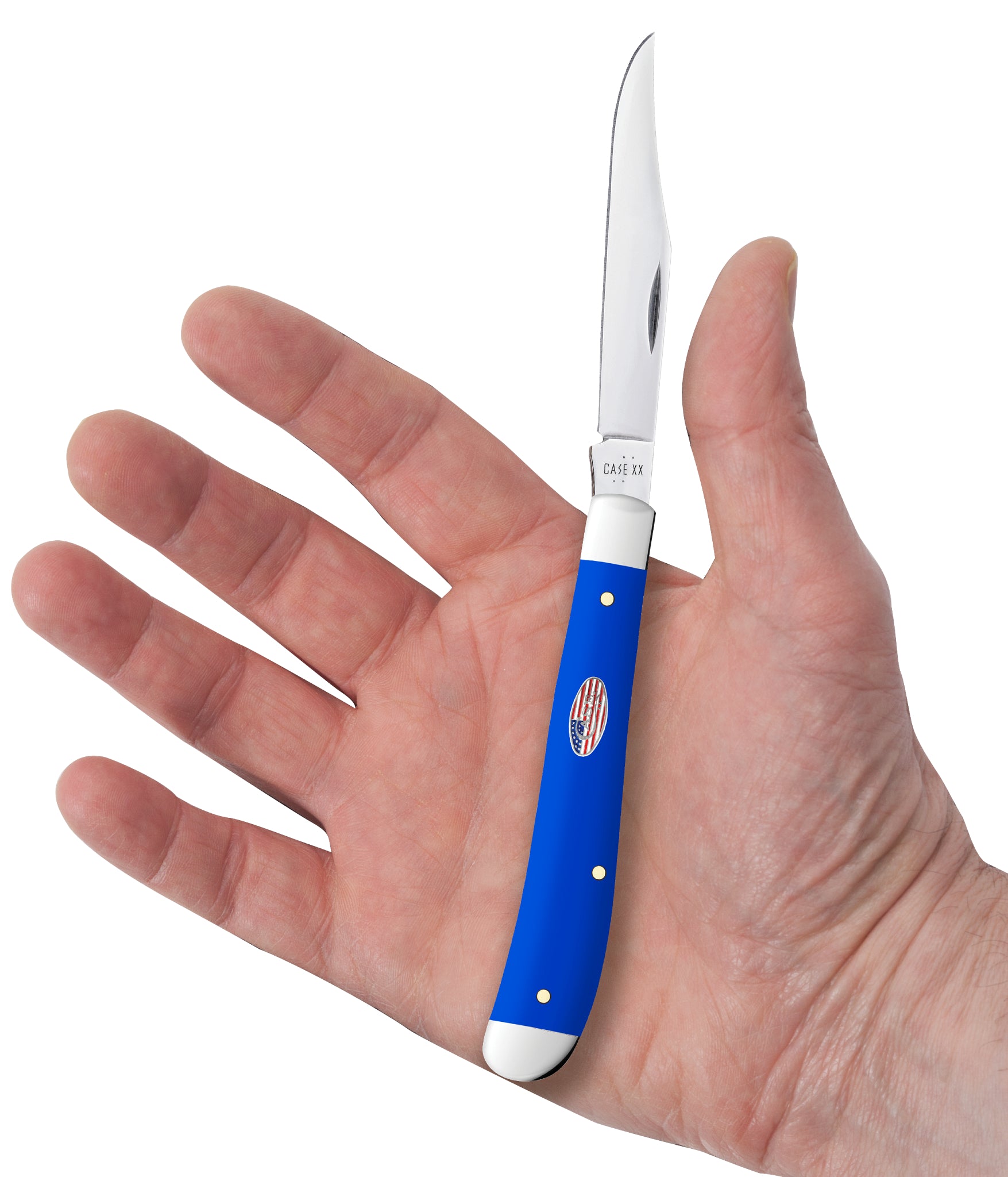 Royal Blue Synthetic Smooth Slimline Trapper in Hand