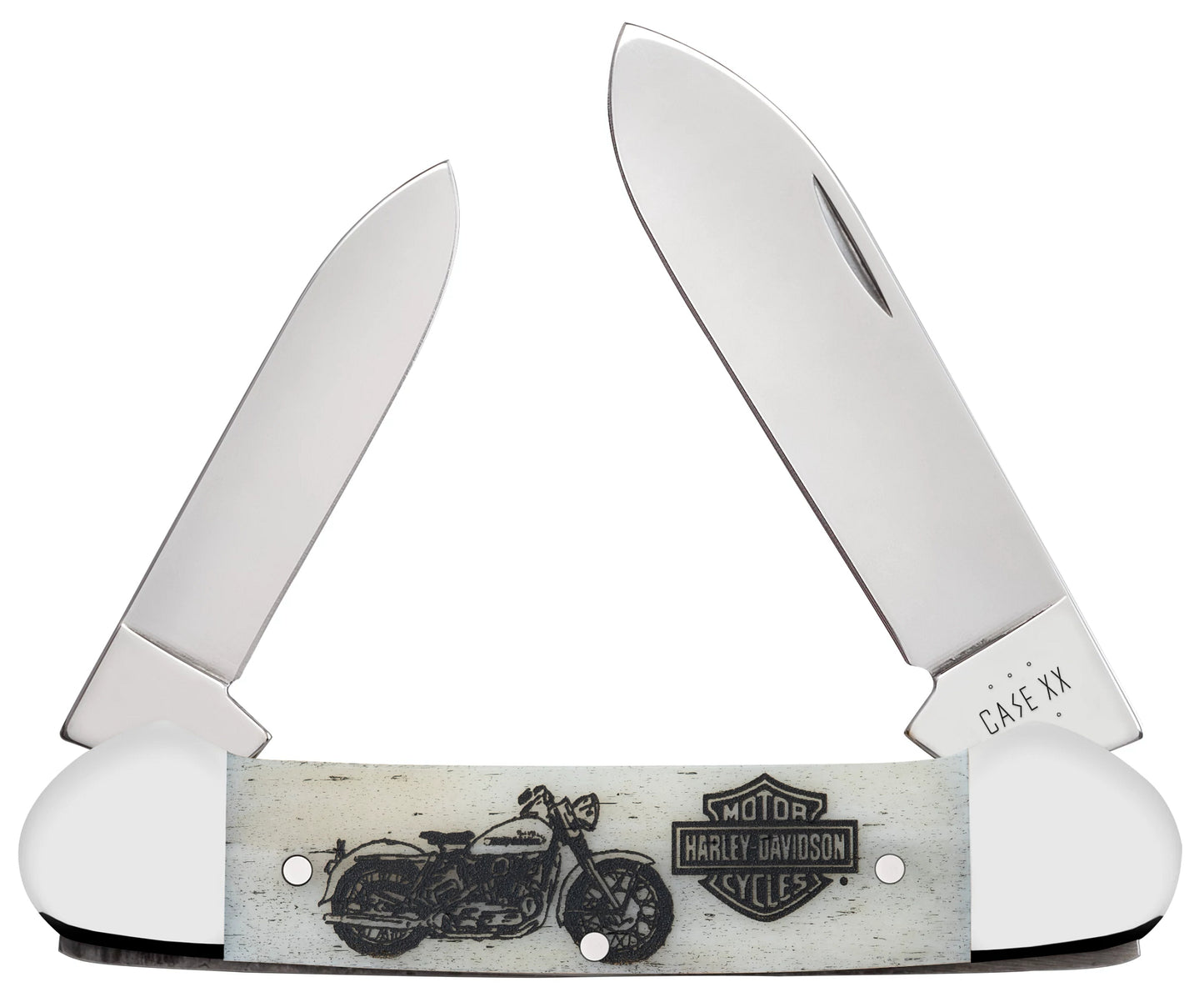 Harley Davidson® Embellished Smooth Natural Bone Canoe Front View