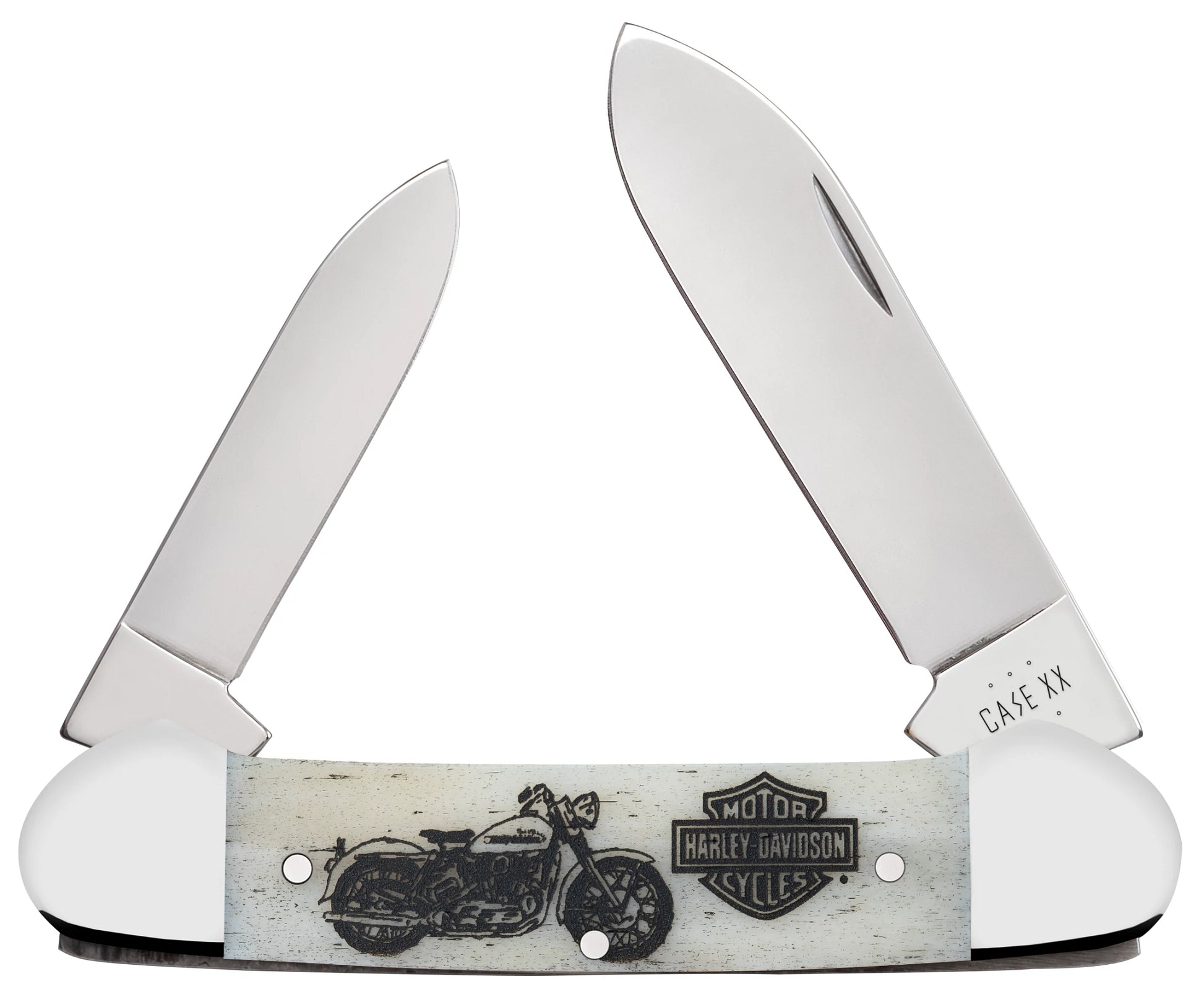 Harley Davidson® Embellished Smooth Natural Bone Canoe Front View