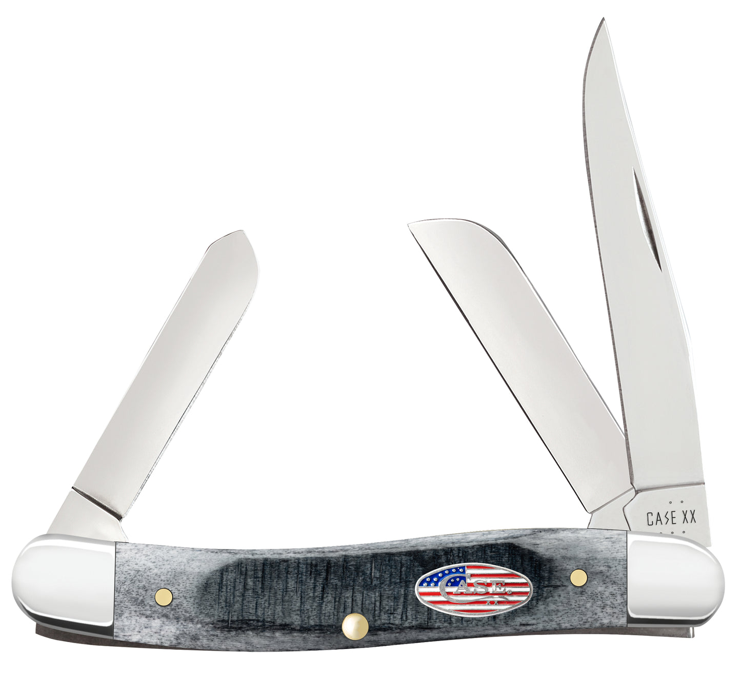 Sawcut Jigged Gray Bone Medium Stockman Front View