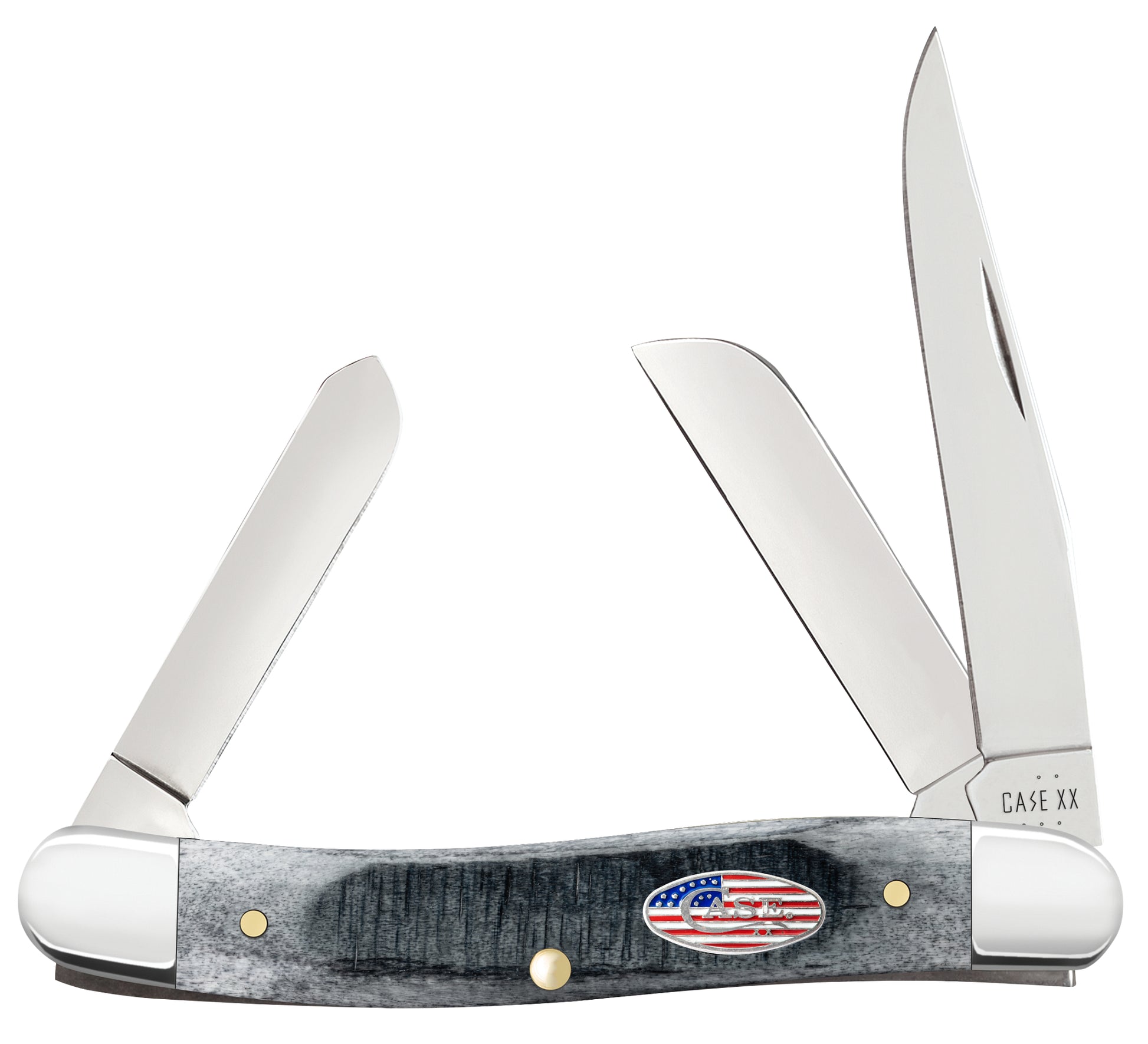 Sawcut Jigged Gray Bone Medium Stockman Front View