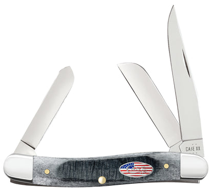 Sawcut Jigged Gray Bone Medium Stockman Front View