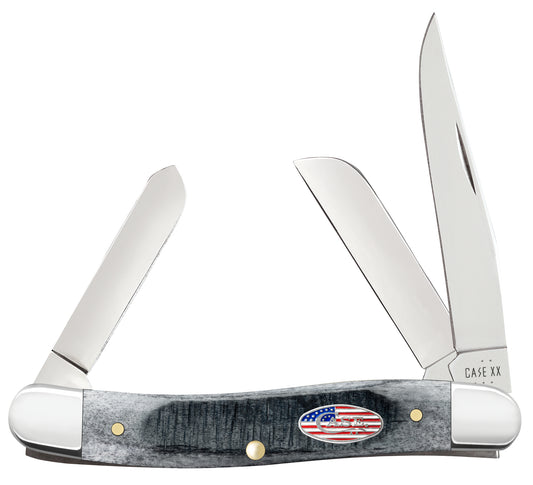 Sawcut Jigged Gray Bone Medium Stockman Front View