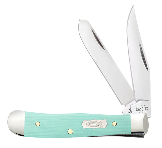 Smooth Seafoam Green G-10 Tiny Trapper Front View