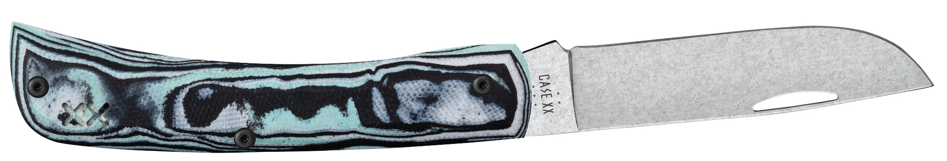 CROSSROADS SERIES - Seafoam Green Burl G-10 - Smooth Sod Buster® Jr (XR10137C S35VN) Open