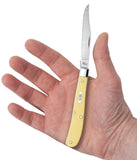 Yellow Synthetic CS Slimline Trapper Knife in Hand